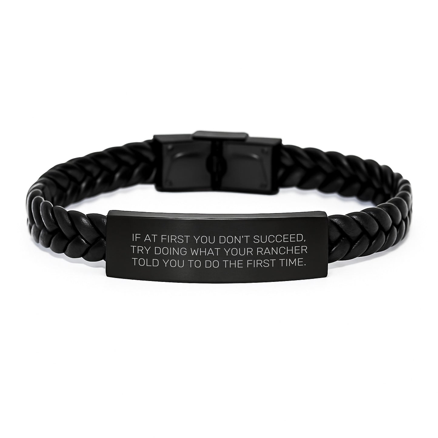 Funny Rancher Gifts from Men to Graduation Unique Gifts for Rancher Friends with Interlaced Leather Bracelet Inspirational Quote - Image 1