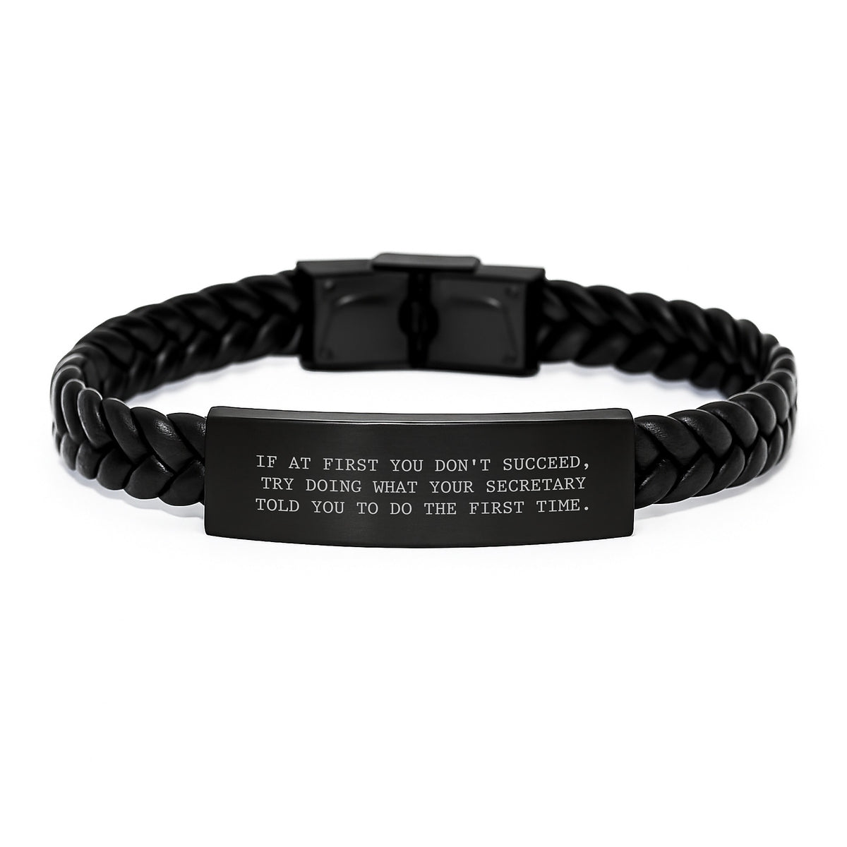 Funny Secretary Graduation Gift, Interlaced Leather Bracelet Handmade for Secretary with Inspirational Quote Gifts from Family, Gifts for Secretary - Image 1