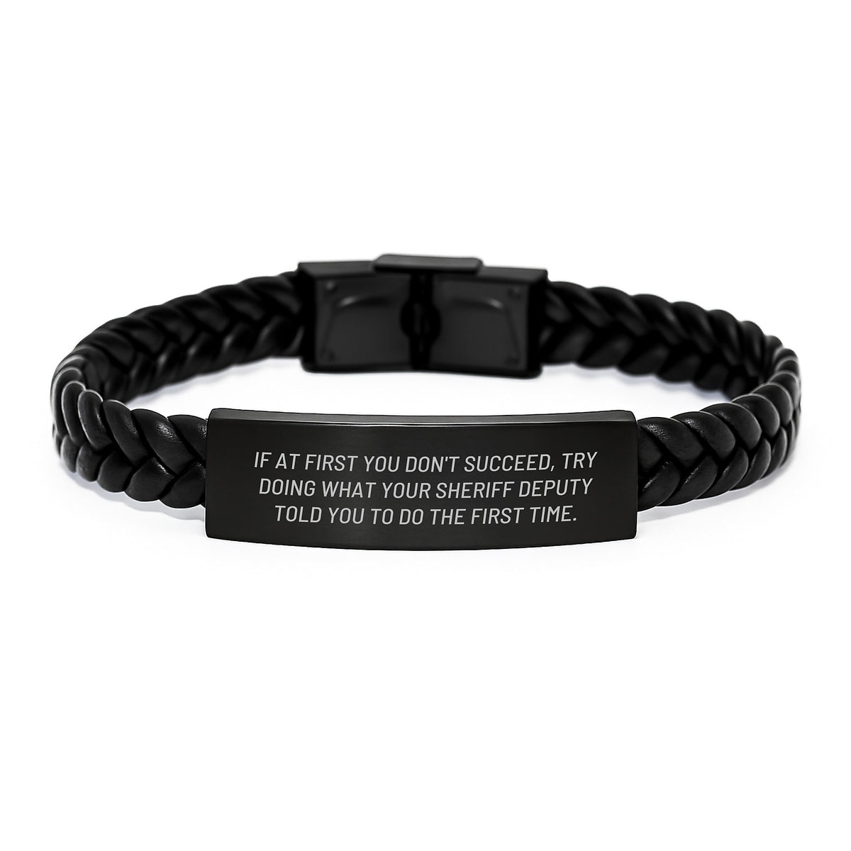 Inspiring Sheriff Deputy Gifts for Men, Funny Interlaced Leather Bracelet for Graduation Unique Gifts from Family - Image 1