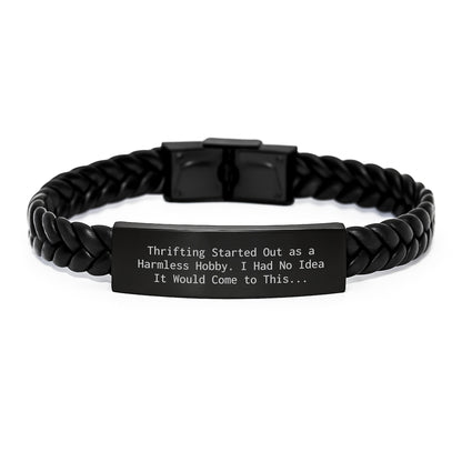 Unique Thrifting Gifts from Friends for Thrifting Men Interlaced Leather Bracelet Graduation - Image 1