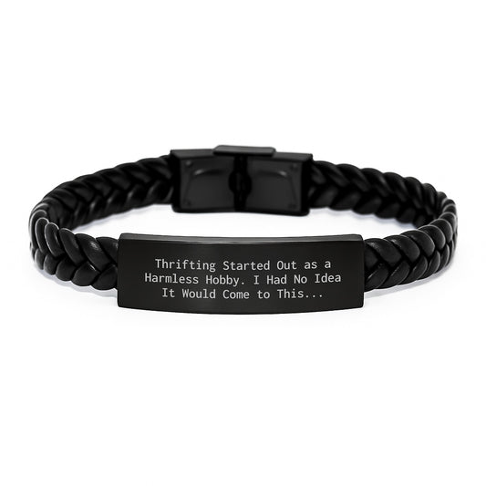 Unique Thrifting Gifts from Friends for Thrifting Men Interlaced Leather Bracelet Graduation - Image 1