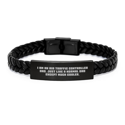 Cool Air Traffic Controller Dad Gifts, Funny Air Traffic Controller Quote Interlaced Leather Bracelet for Birthday, Unique Gifts from Men to Air Traffic Controller - Image 1
