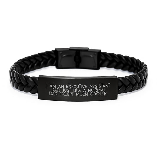 Executive Assistant Gifts for Him, Unique Interlaced Leather Bracelet for Dad Cool Executive Assistant Graduation Unique Gifts - Image 1