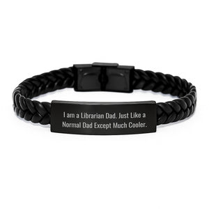 Librarian Keepsake Interlaced Leather Bracelet for Him Birthday Gift - Image 1