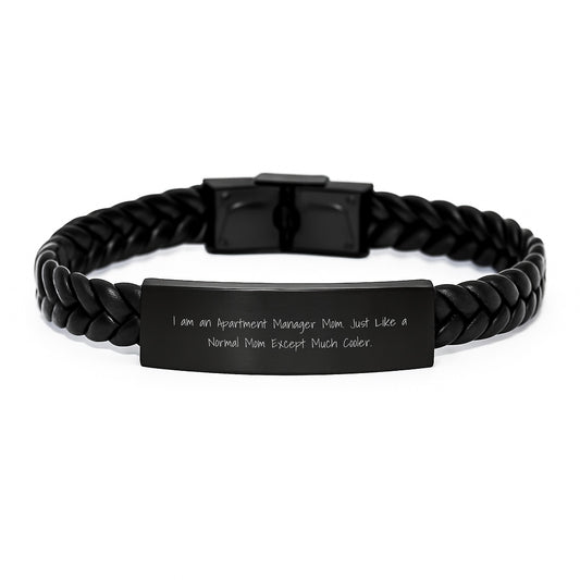 Funny Gifts from Mom, Unique Apartment Manager Mom Gifts, Interlaced Leather Bracelet for Men Graduation - Image 1