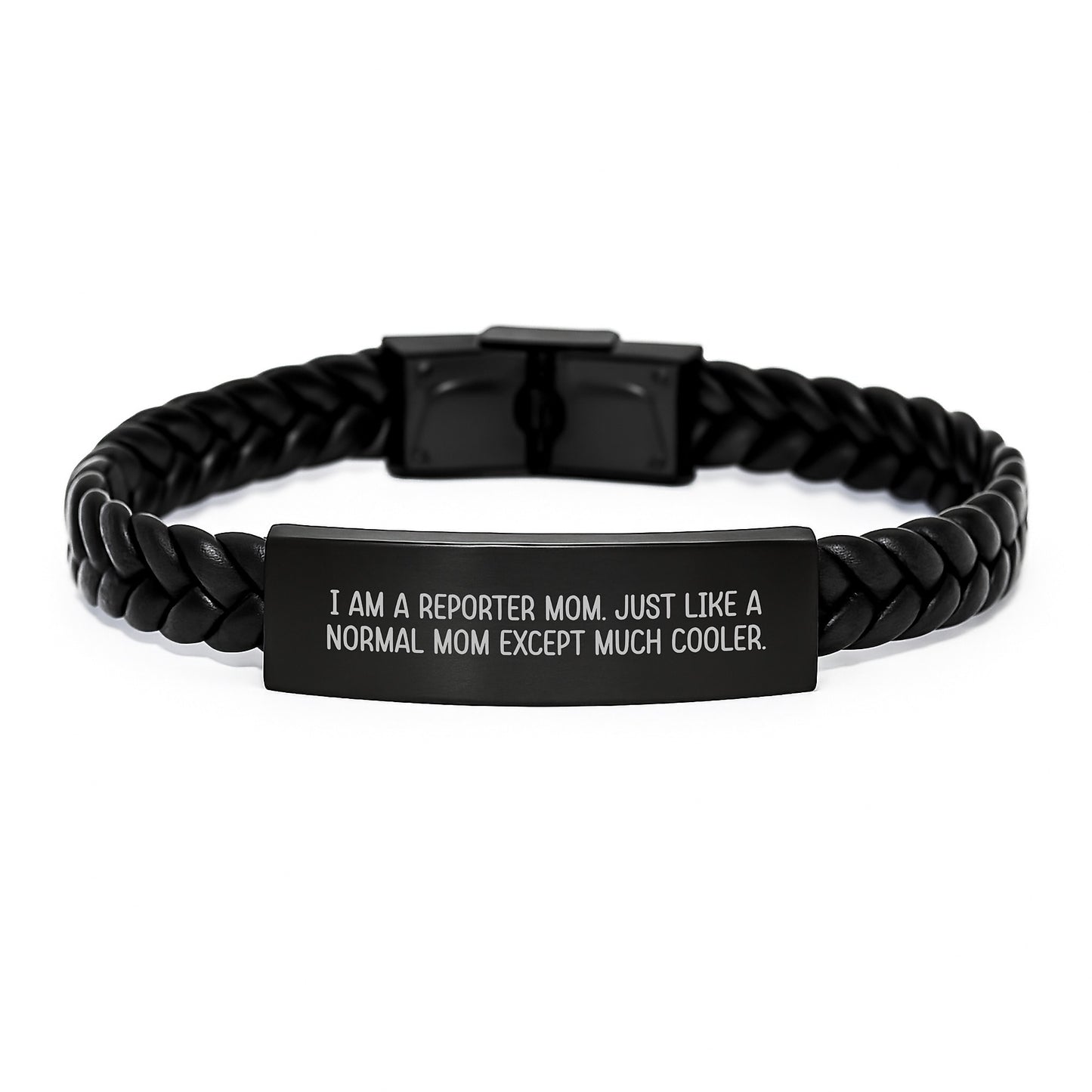 Gifts from Mom, Reporter Mom, Interlaced Leather Bracelet for Men, Women, Friends, Coworkers, Family - I Am A Reporter Mom - Graduation Unique Gifts for Reporter - Image 1