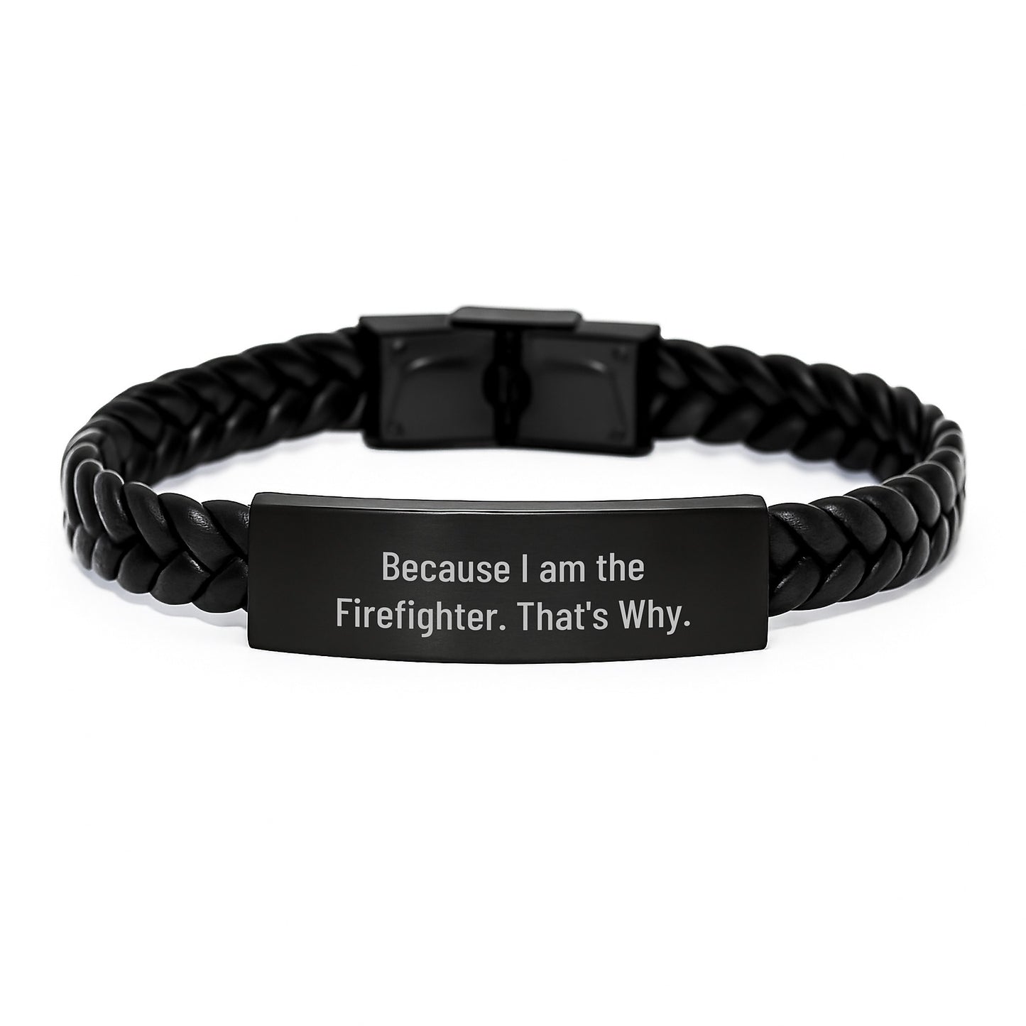 Firefighter Keepsake Interlaced Leather Bracelet for Him Birthday Gift - Image 1