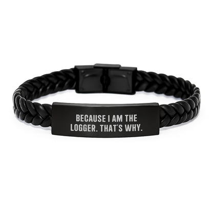 Bold Logger Interlaced Leather Bracelet Novelty Birthday Gift - Image 1