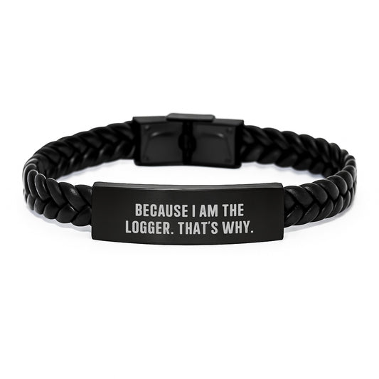 Bold Logger Interlaced Leather Bracelet Novelty Birthday Gift - Image 1