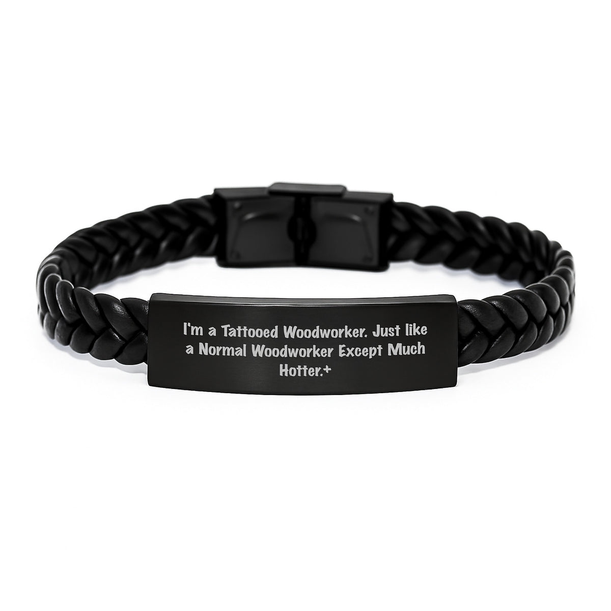 Hotter Than Normal Woodworker Gifts from Friends, Unique Graduation Unique Gifts for Him, Interlaced Leather Bracelet Handmade by A Tattooed Woodworker - Image 1