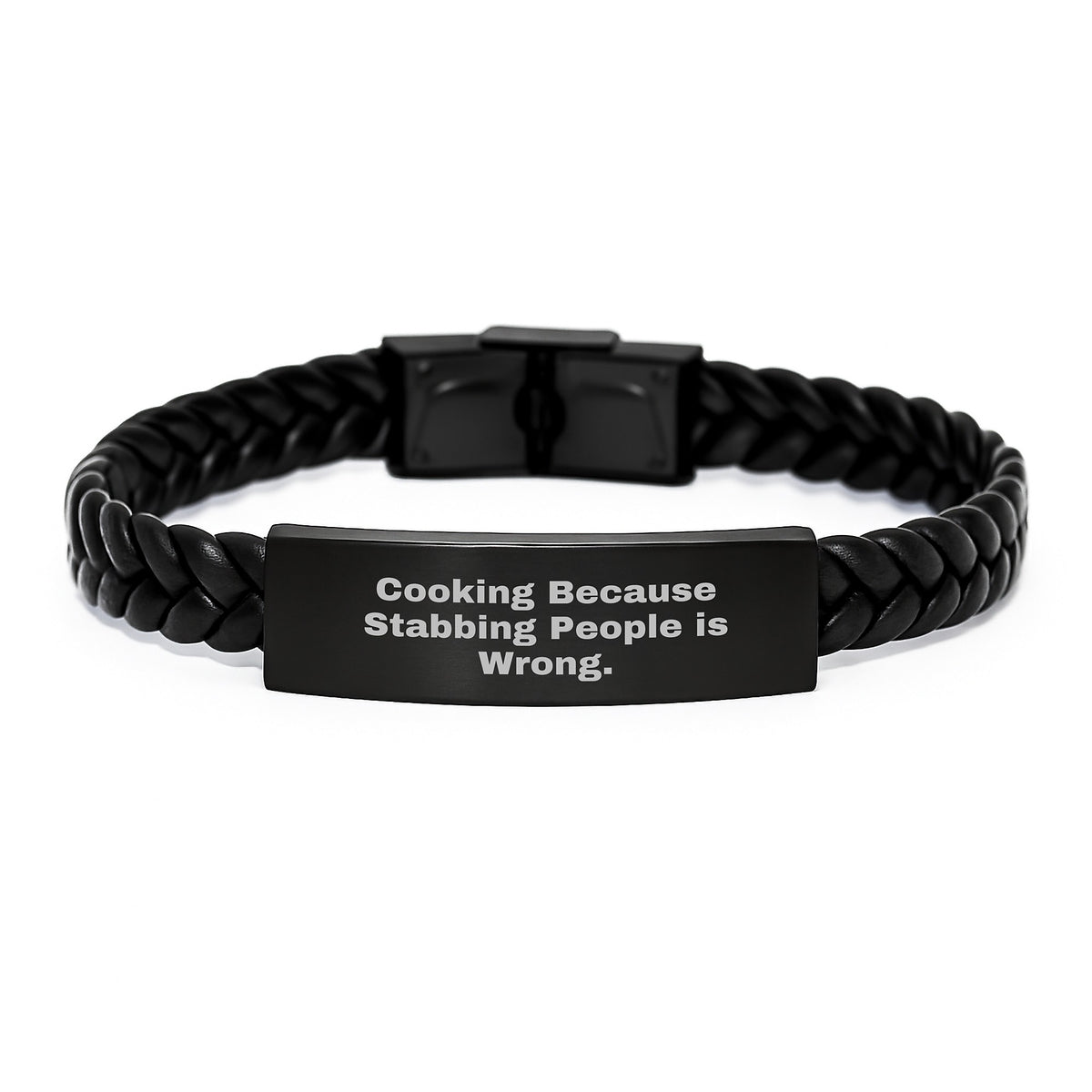 Funny Cooking Gifts, Interlaced Leather Bracelet with Engraved Stainless Steel, Gifts from Friends for Cooking Lovers on Valentine's - Image 1