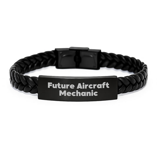 Inspiring Gifts for Future Aircraft Mechanic, Aircraft Mechanic Interlaced Leather Bracelet, Funny Quote - Gifts from Family to Men, Men's Unique Graduation Gifts - Image 1