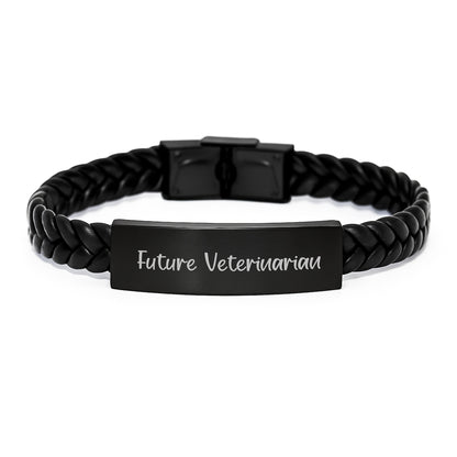 Veterinarian Quote Funny Interlaced Leather Bracelet Gifts from Friends to Future Veterinarians for Graduation Unique - Image 1