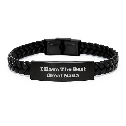 Funny Nana Gifts from Men, Unique Interlaced Leather Birthdays for Her, 'I Have The Best Great Nana' Quote, 7.87 inches Long, Stainless Steel and PU Leather - Image 1