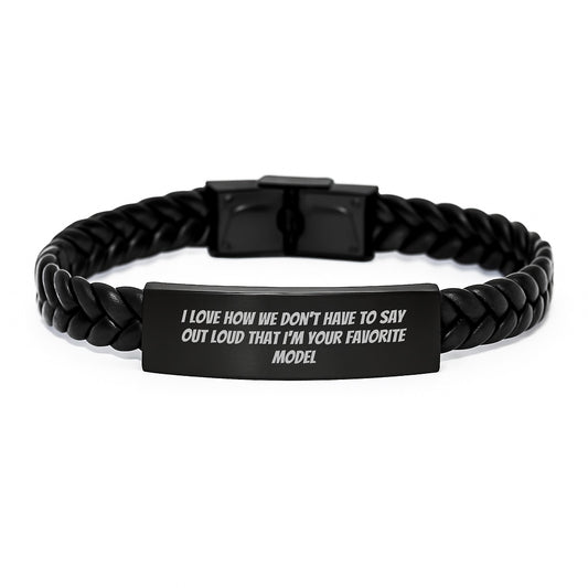 Funny Model Gifts for Him Birthday Unique Interlaced Leather Bracelet from Friends - Image 1