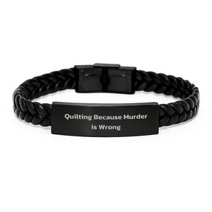 Funny Quilting Gifts for Men - Quilting Interlaced Leather Bracelet, Gifts from Friends - Unique Graduation Gifts for Quilting Enthusiasts - Image 1