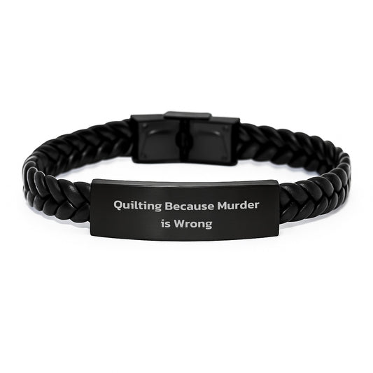 Funny Quilting Gifts for Men - Quilting Interlaced Leather Bracelet, Gifts from Friends - Unique Graduation Gifts for Quilting Enthusiasts - Image 1
