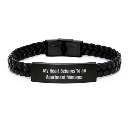 Funny Gifts for Apartment Managers, Interlaced Leather Bracelets with Stainless Steel Engraving, Christmas Unique Gifts from Friends to Family - Image 1