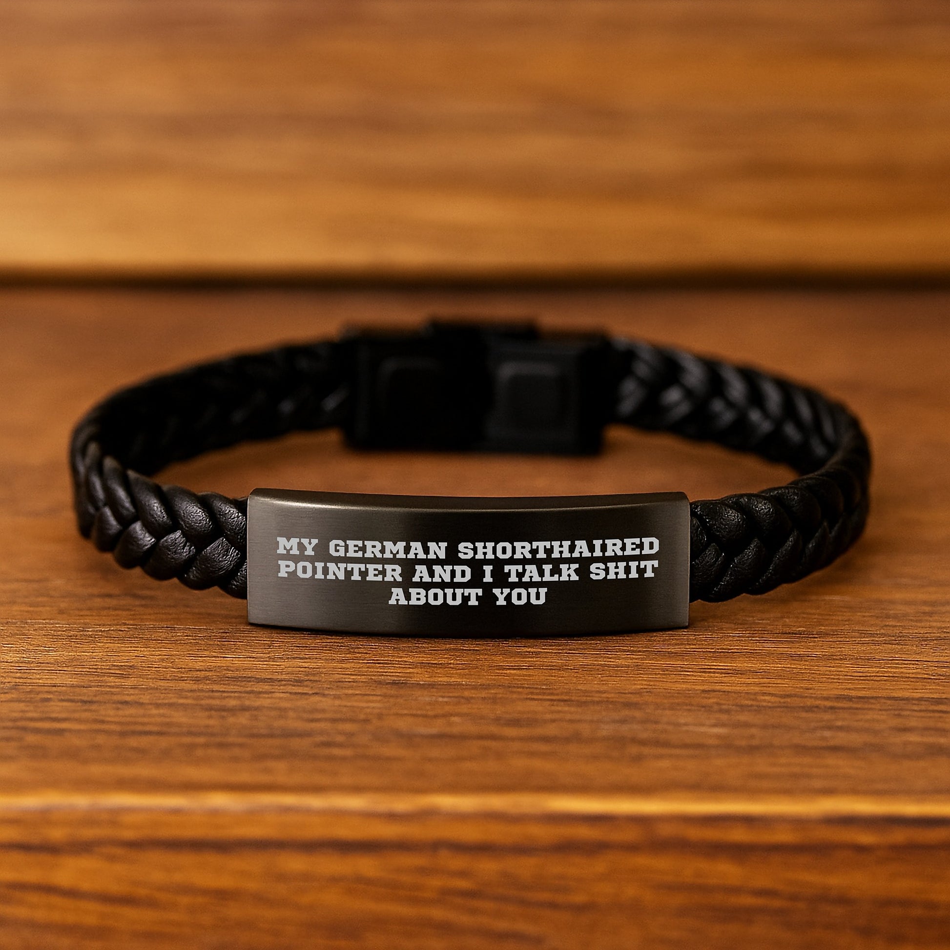 Funny German Shorthaired Pointer Dog Interlaced Leather Bracelet Gifts from Men for Friends and Family - 'My German Shorthaired Pointer And I Talk Shit About You' Quote, Graduation Unique Gifts - Image 2