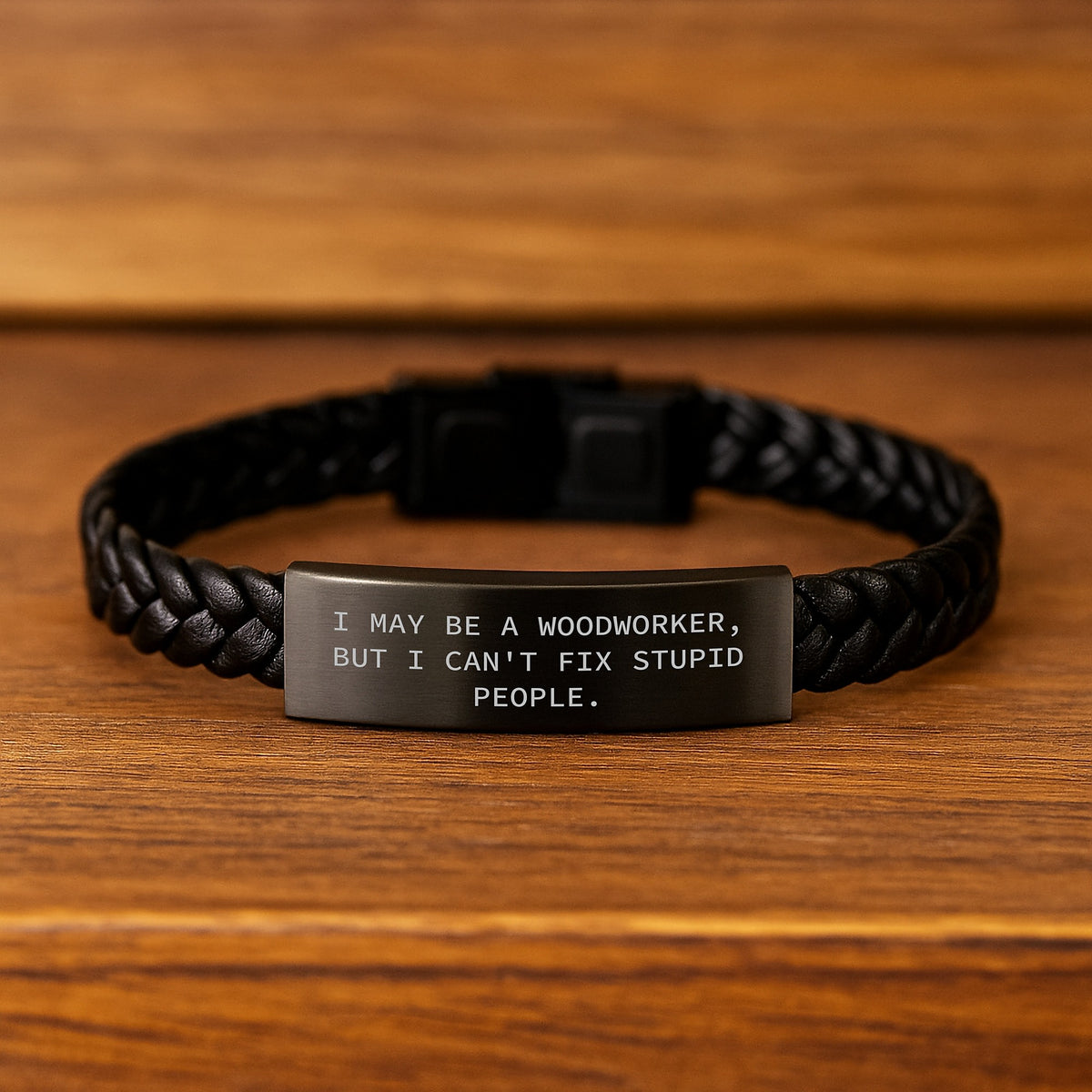 Woodworker Gifts from Friends - Funny Quote Interlaced Leather Bracelet for Men, Women, and Coworkers - Graduation Unique Gifts from Family, Woodworker Interlaced Leather Jewelry - Image 2