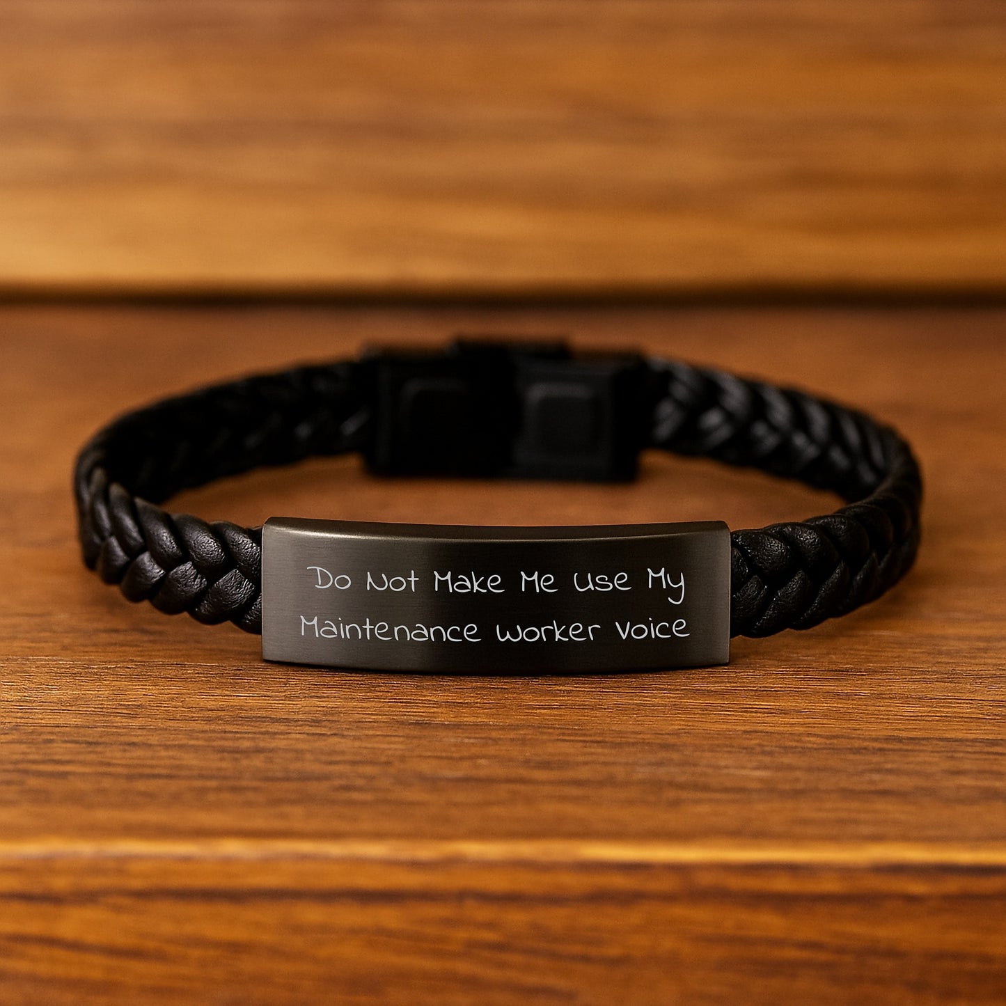 Gifts from Friends, Family, or Coworkers - Do Not Make Me Use My Maintenance Worker Voice Interlaced Leather Bracelet for Men, Maintenance Worker Gifts for Graduation - Image 2