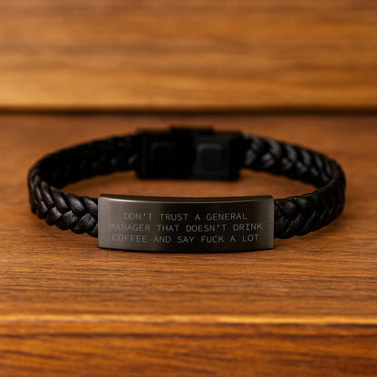 Gifts for General Manager Funny Quote Interlaced Leather Bracelet, Gifts from Men to General Manager, Unique Christmas Unique Gifts for General Manager - Image 2