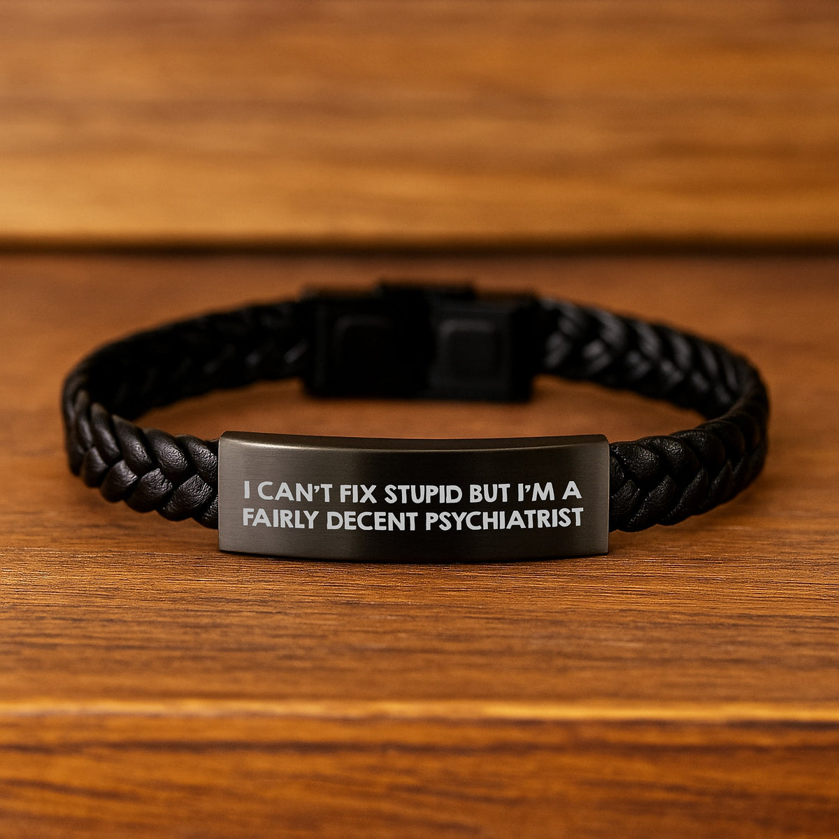 Psychiatrist Funny Quote Interlaced Leather Bracelet Gift for Men Birthday Unique Gifts from Friends - Image 2