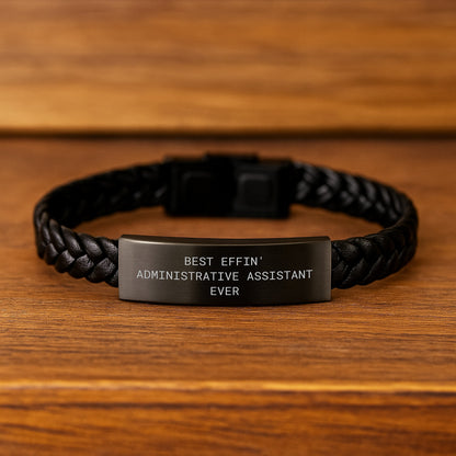 Administrative Assistant Gifts Funny Quote Interlaced Leather Bracelet Gifts from Coworkers for Administrative Assistant Valentine's Unique - Image 2
