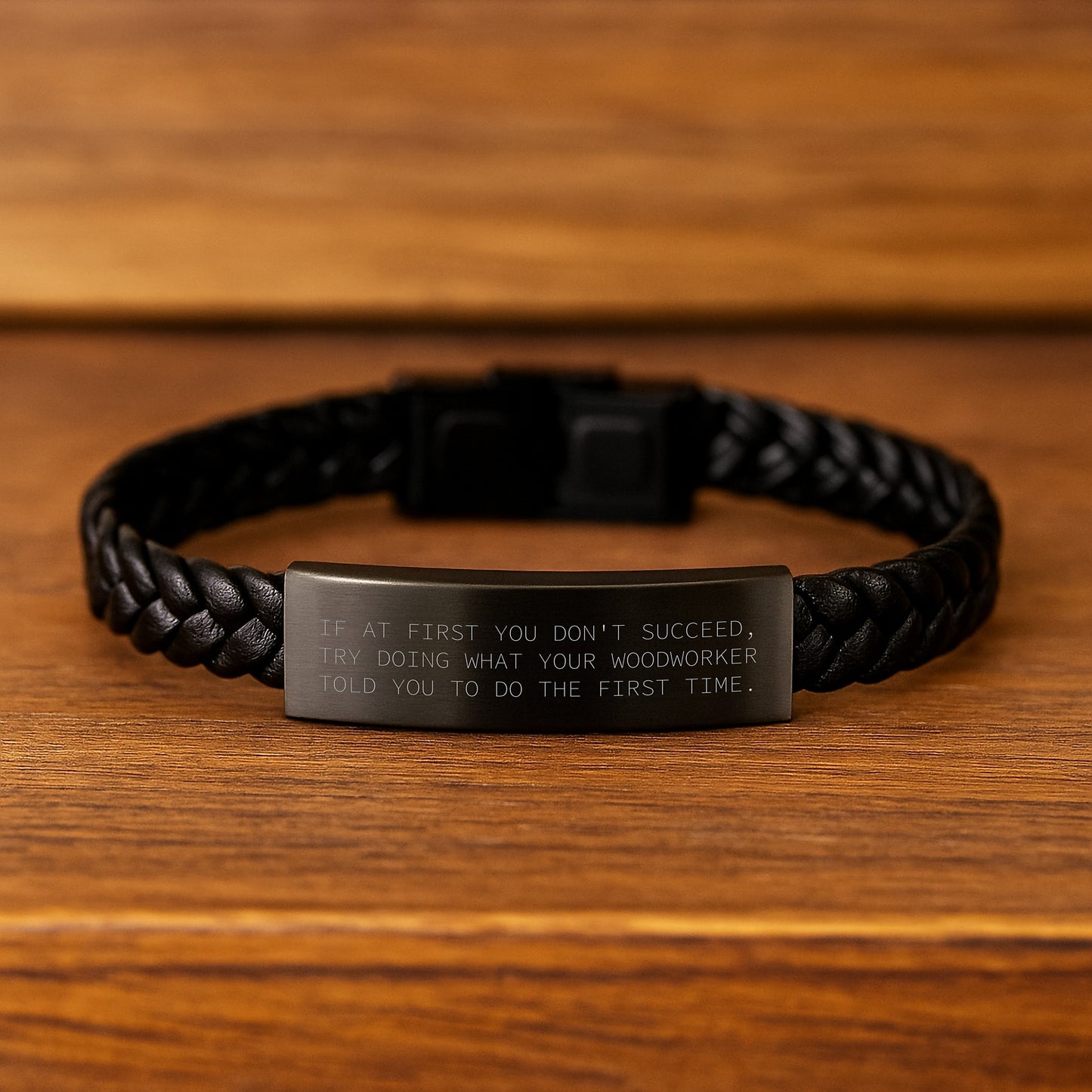 Woodworker Gifts from Men, Funny Quote Gift for Woodworker Friends, Interlaced Leather Bracelet for Graduation Unique Gifts - Image 2