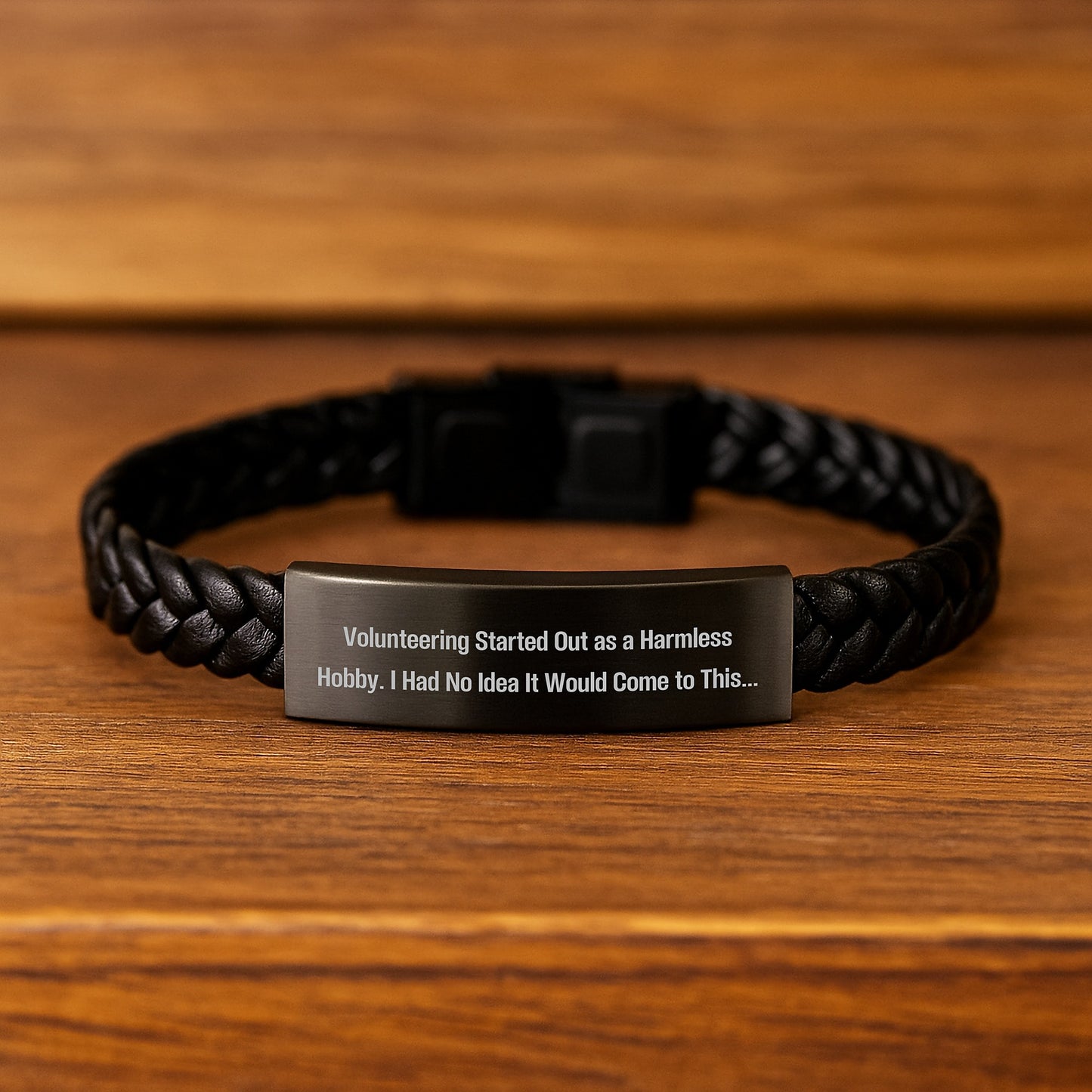 Volunteering Keepsake Interlaced Leather Bracelet for Him Birthday Gift - Image 2