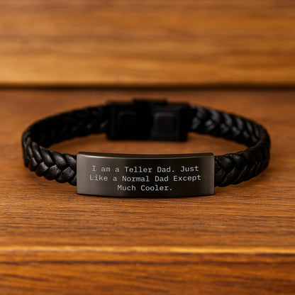 Teller Dad Keepsake Interlaced Leather Bracelet Birthday Gift for Him - Image 2