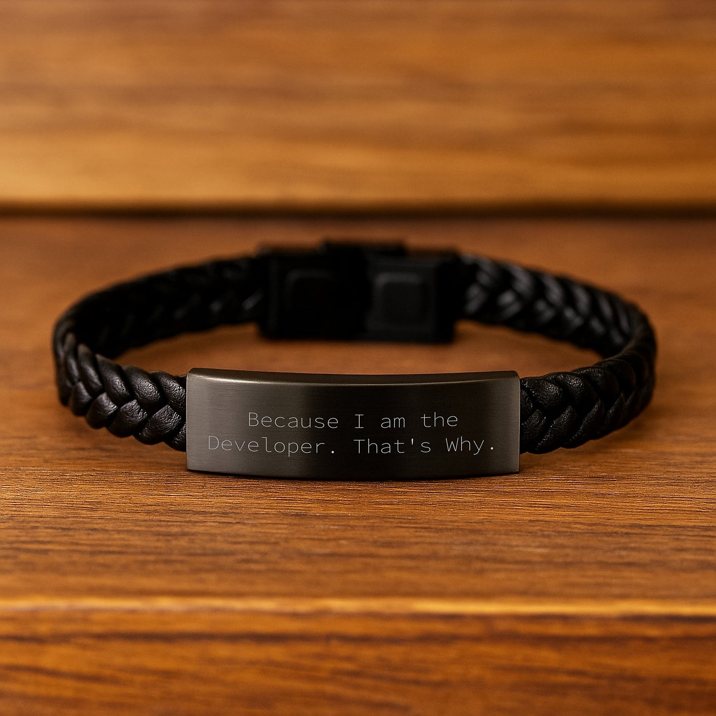 Developer Interlaced Leather Bracelet Gifts from Friends, Because 'I Am The Developer. That's Why.' Unique Graduate Gifts for Men, Women, Coworkers, Family - Image 2