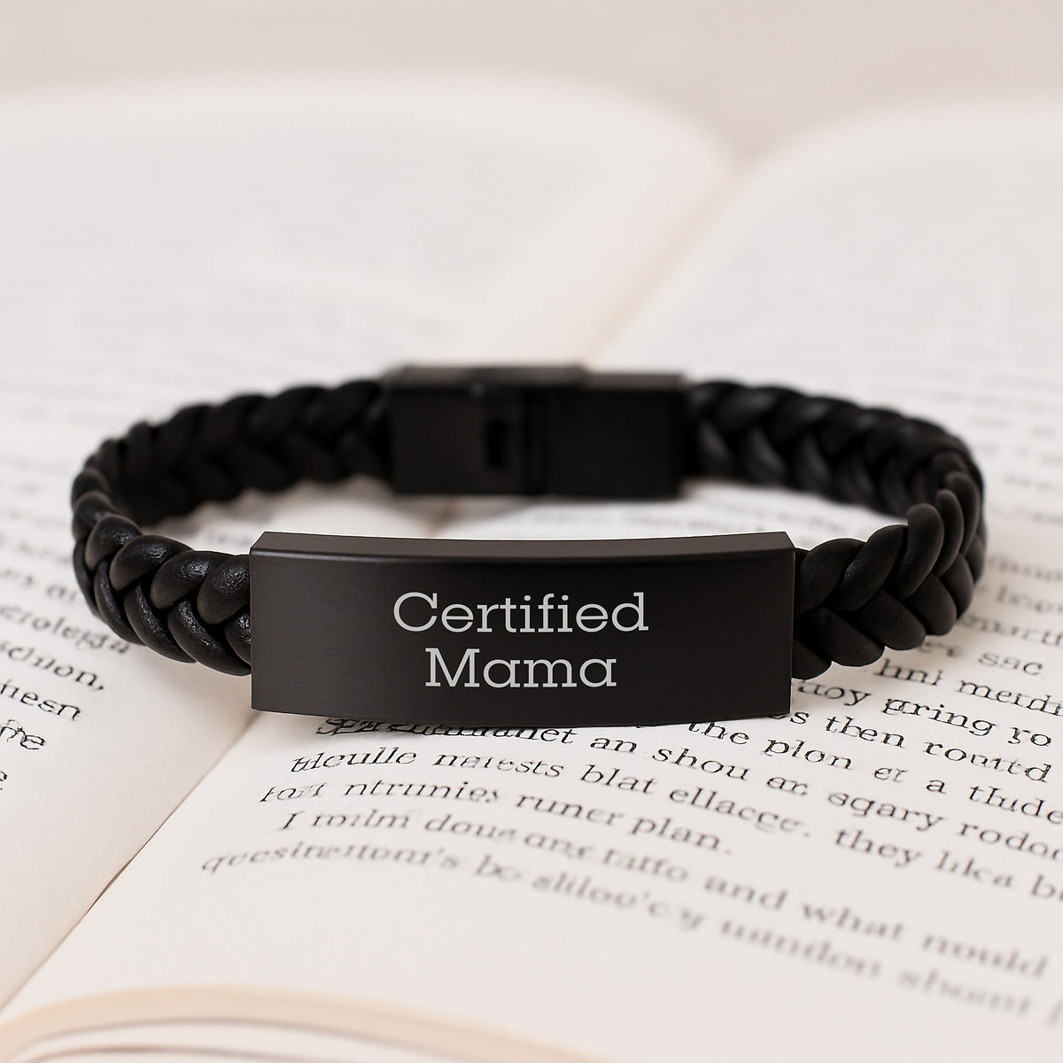 Funny Mama Gifts from Friends - Interlaced Leather Birthday Braces, Quote Certified Mama, Stainless Steel and PU Leather, 7.87 inches, Unique for Mama's Special Day - Image 3