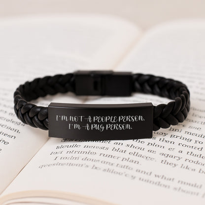 Pug Dog Lovers Funny Quote Interlaced Leather Bracelet Gifts from Friends for Birthday - Image 3
