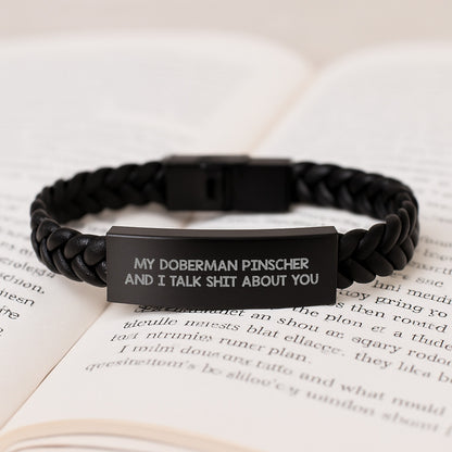 Funny Doberman Pinscher Dog Quotes Interlaced Leather Braceltes for Graduation Gifts from Friends, Gifts for Doberman Pinscher Dog Lovers - Image 3