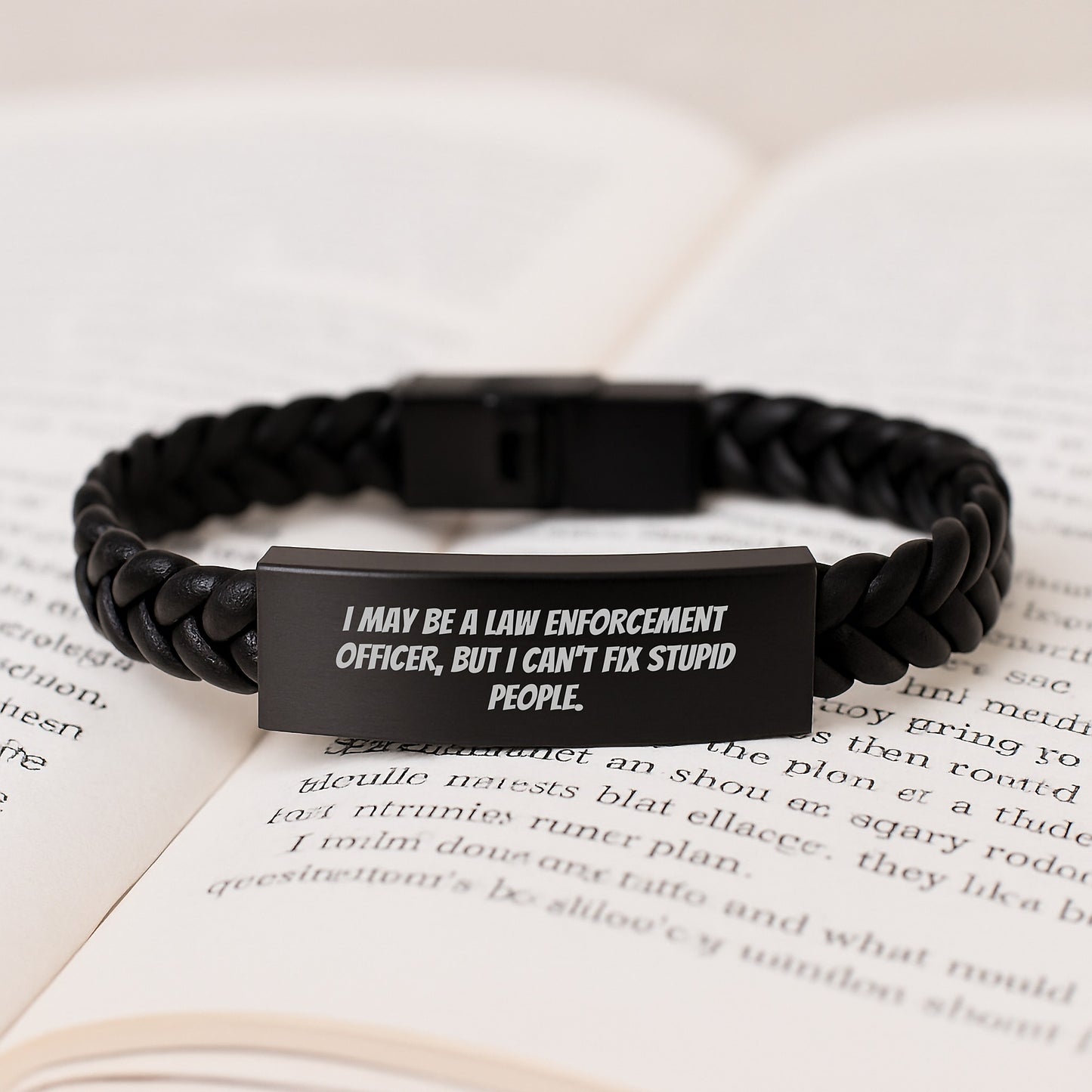 Law Enforcement Officer Humor Interlaced Leather Bracelet, Gifts from Friends to Law Enforcement Officer, Inspirational Quote, Graduation Unique Gifts for Men - Image 3