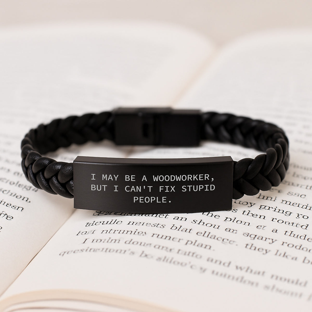 Woodworker Gifts from Friends - Funny Quote Interlaced Leather Bracelet for Men, Women, and Coworkers - Graduation Unique Gifts from Family, Woodworker Interlaced Leather Jewelry - Image 3
