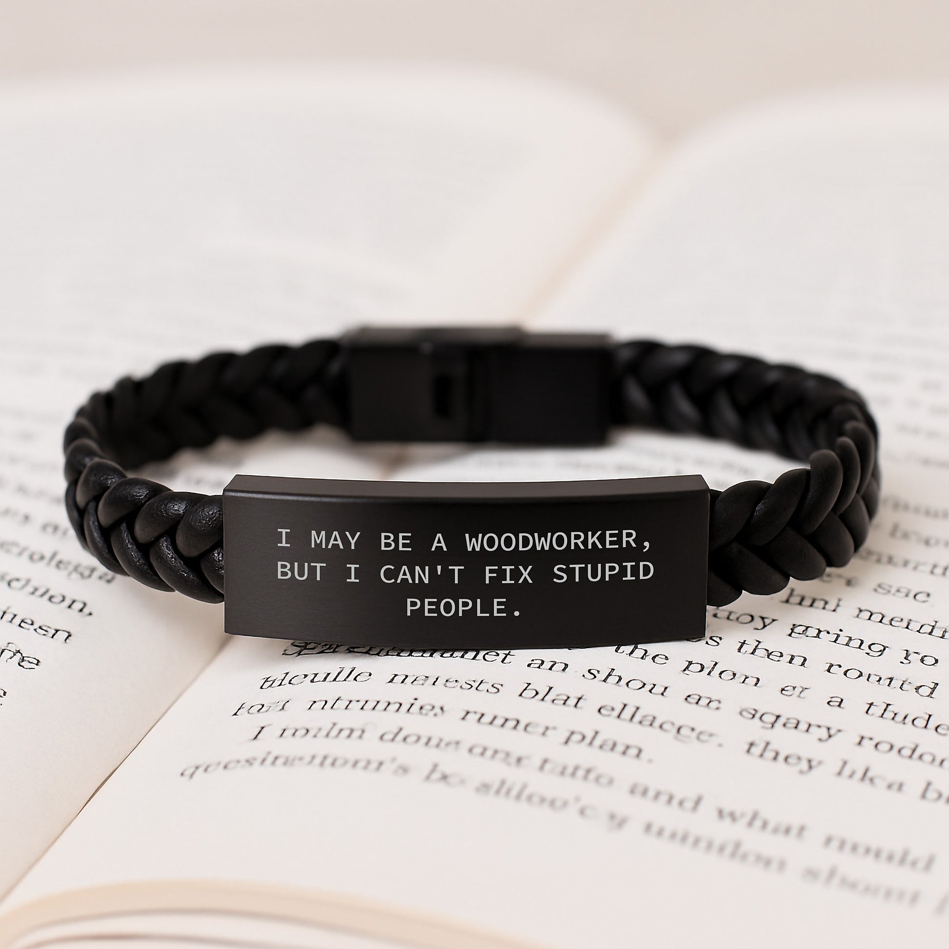 Woodworker Gifts from Friends - Funny Quote Interlaced Leather Bracelet for Men, Women, and Coworkers - Graduation Unique Gifts from Family, Woodworker Interlaced Leather Jewelry - Image 3