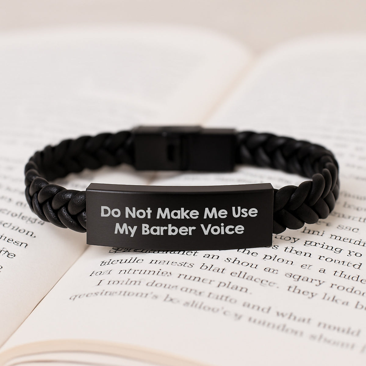 Funny Barber Gifts from Friends - Men's Unique Interlaced Leather Bracelet, Inspirational Quote, Stainless Steel, PU Leather, Christmas Unique Gifts for Him - Image 3