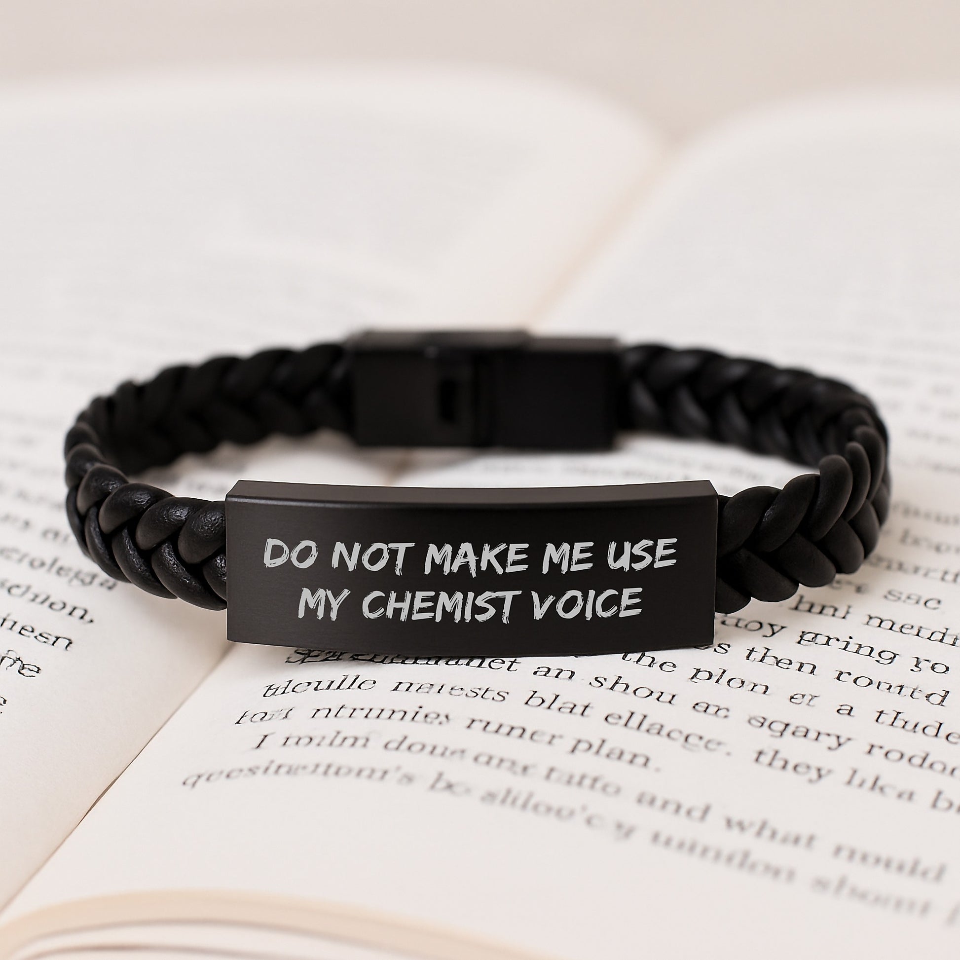 Chemist Gifts from Friends, Interlaced Leather Graduation Unique Gifts with Funny Quote, Do Not Make Me Use My Chemist Voice - Image 3