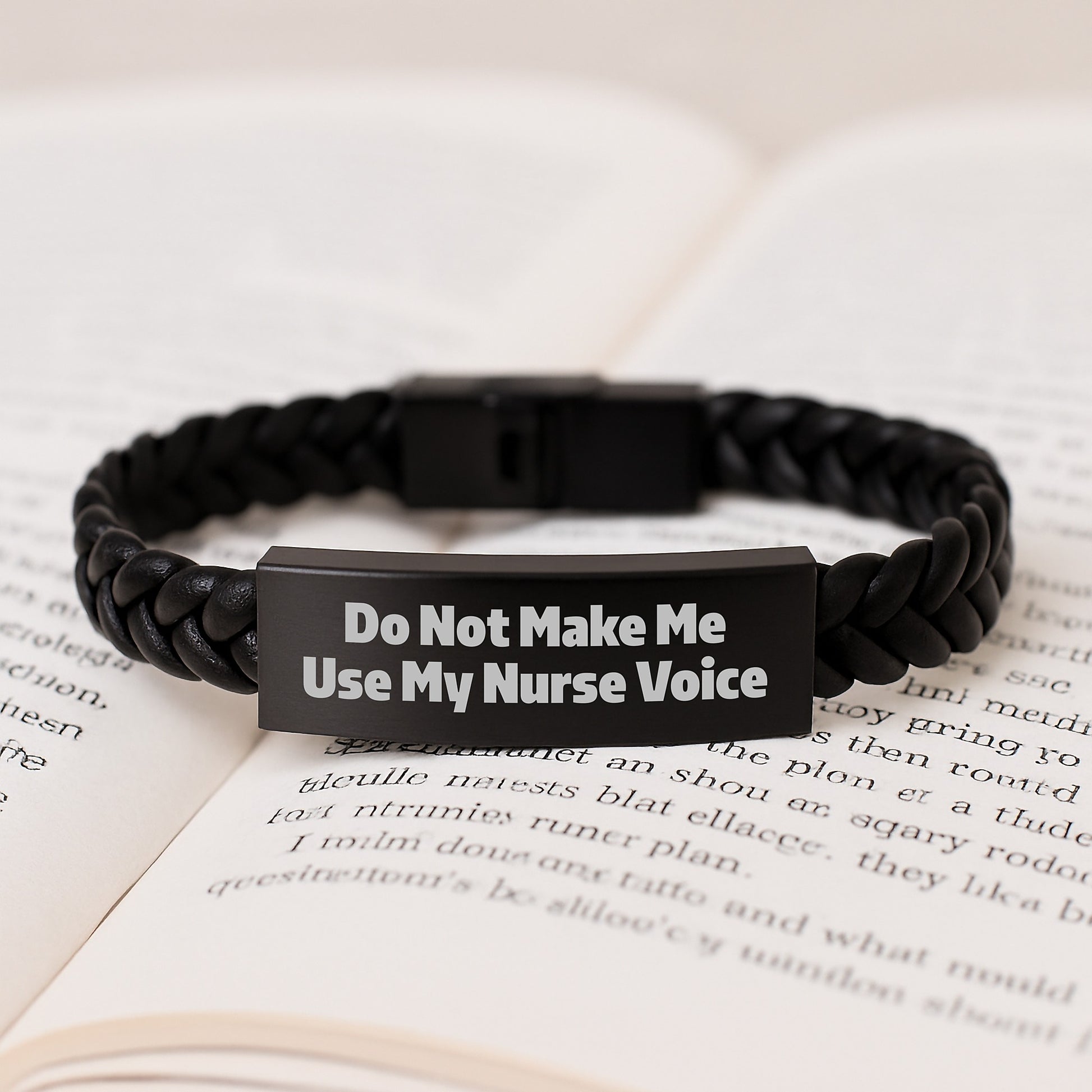Nurse Gifts for Men, Women, Coworkers, Family - Funny Interlaced Leather Bracelet with 'Do Not Make Me Use My Nurse Voice' Quote, Graduation Unique Gifts - Image 3