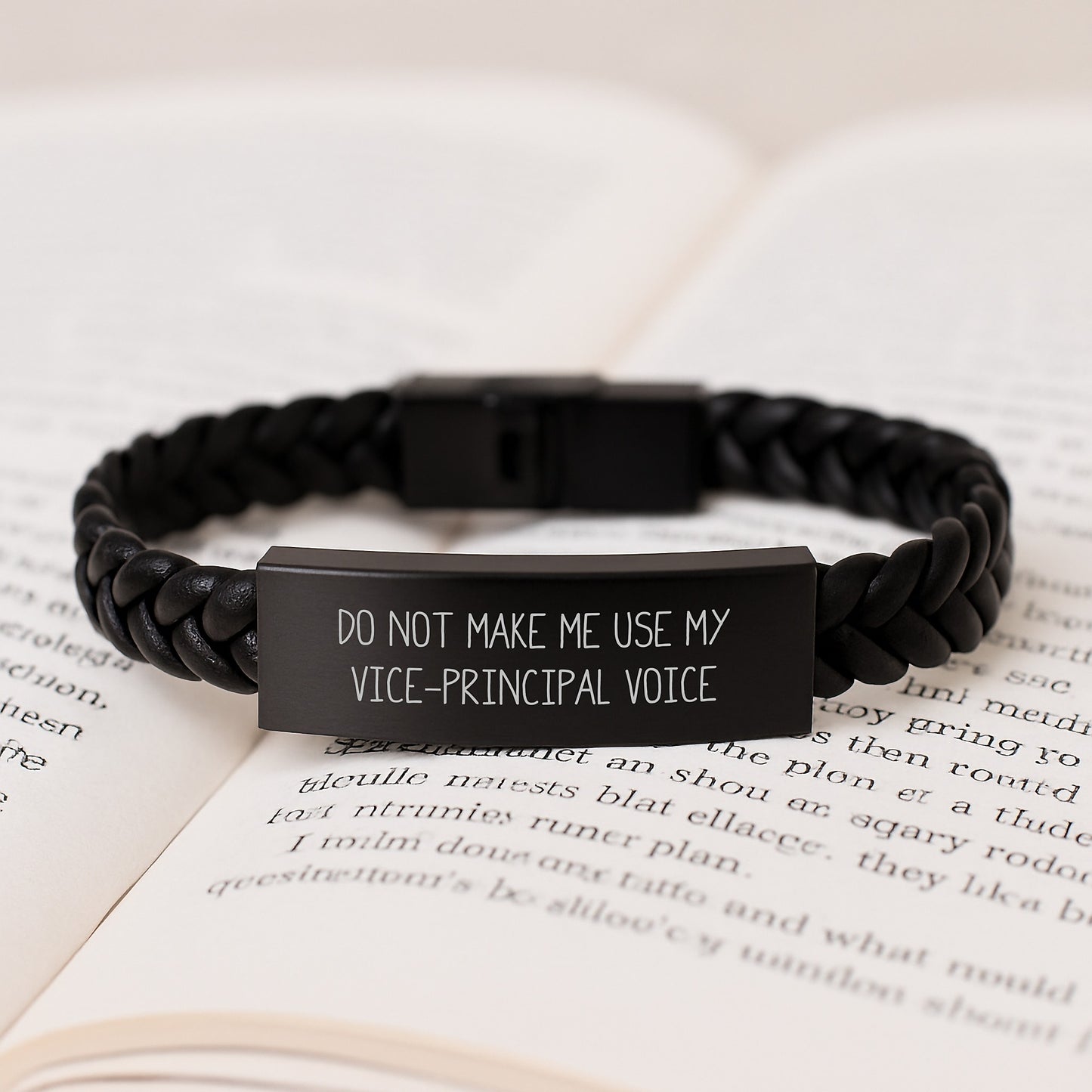 Funny Vice-Principal Gifts from Men for Birthday Unique Vice-Principal Voice Interlaced Leather Bracelet, Do Not Make Me Use My Vice-Principal Voice Quote - Image 3