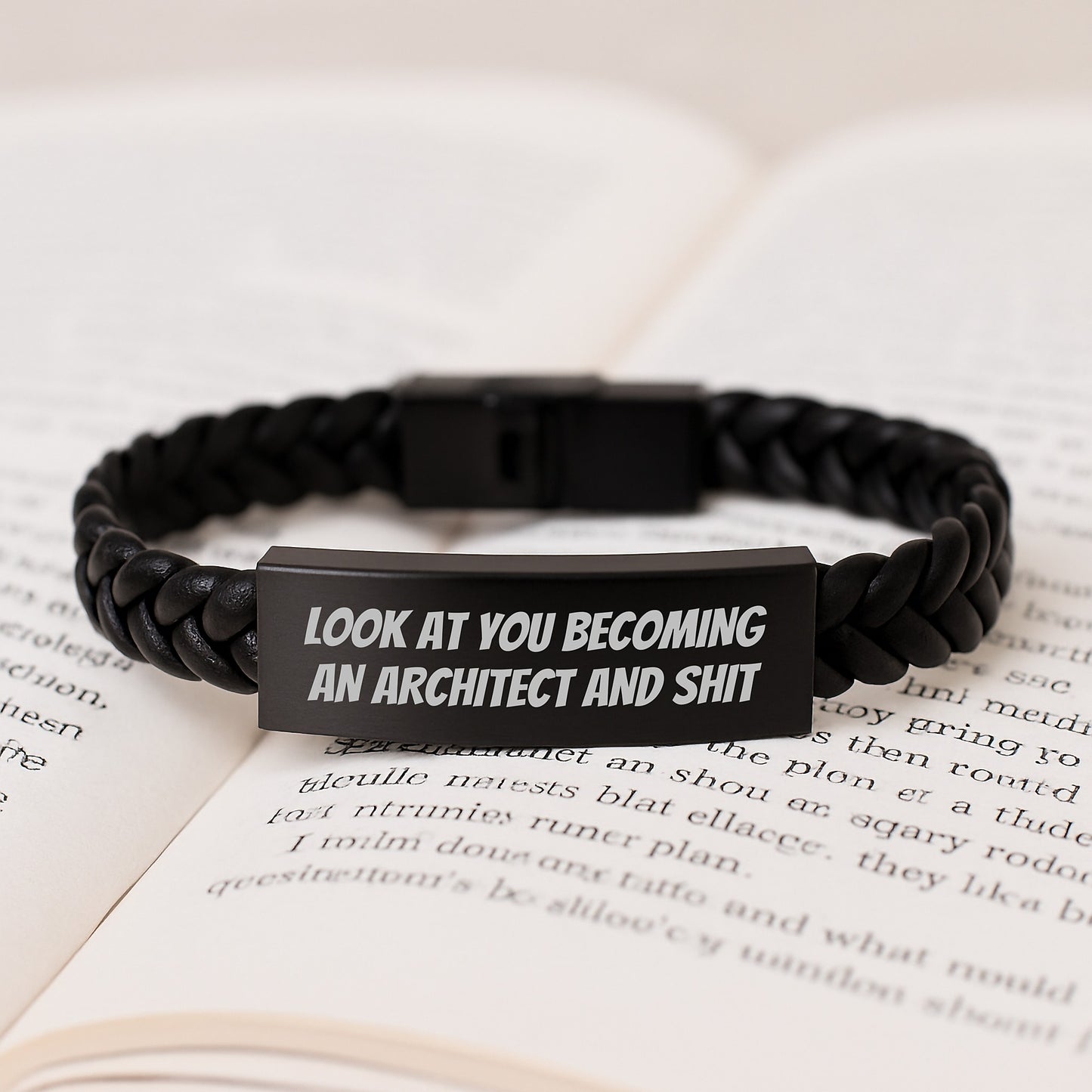Funny Architect Gift - Look At You Becoming An Architect And Shit, Interlaced Leather Bracelet, Christmas Unique Presents for Men from Friends - Image 3