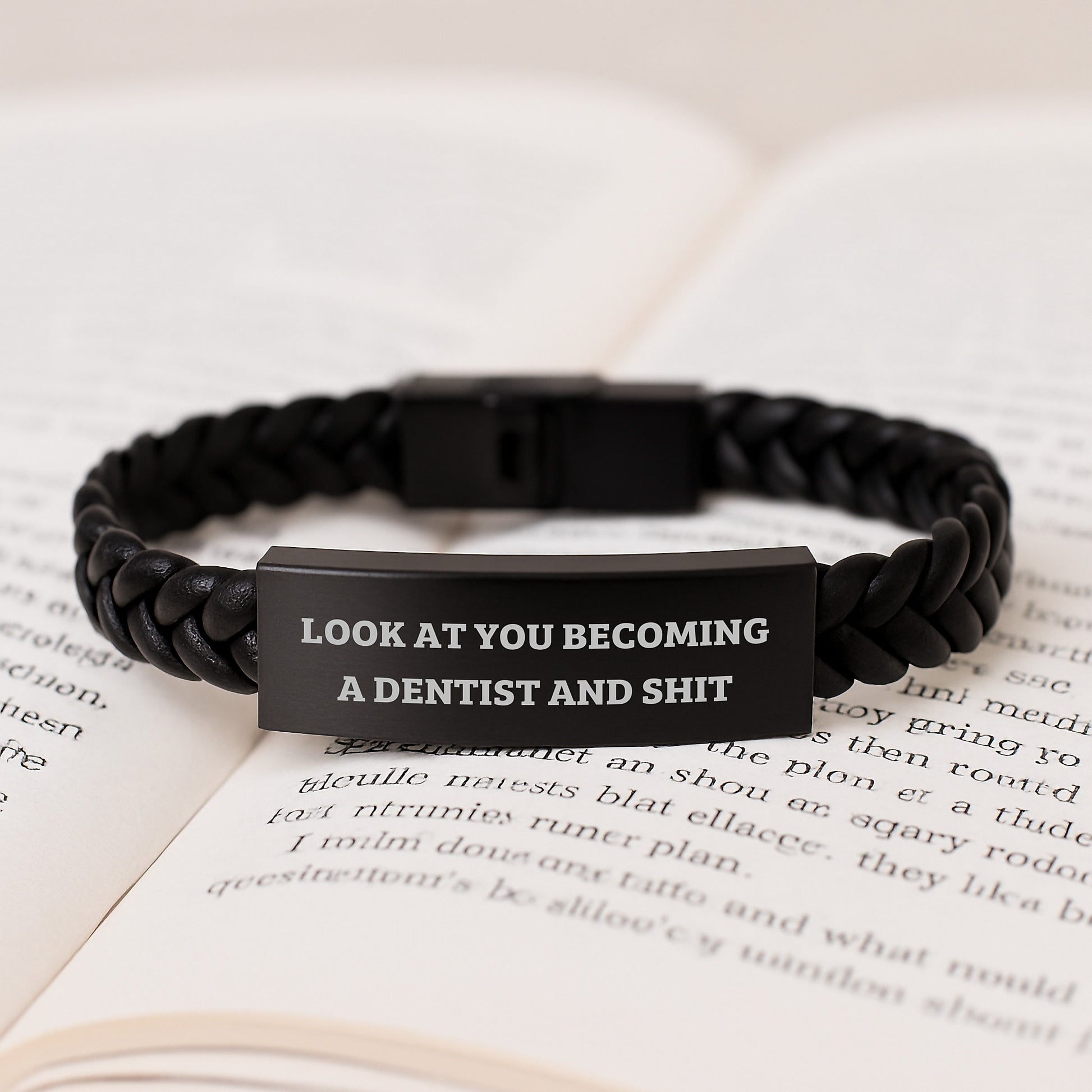 Dentist Gifts from Friends - Funny Quote Interlaced Leather Bracelet for Graduation - Image 3