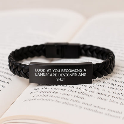 Landscape Designer Gifts, Funny Quote, Interlaced Leather Bracelet, Birthday Unique Presents from Friends and Family - Image 3