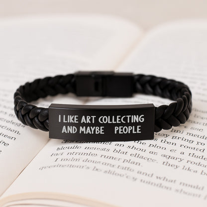 Art Collecting Gifts for Men, Women, and Friends - 'I Like Art Collecting And Maybe 3 People' Interlaced Leather Graduation Unique Gifts from Family, Coworkers - Durable Jewelry for Art Lovers - Image 3