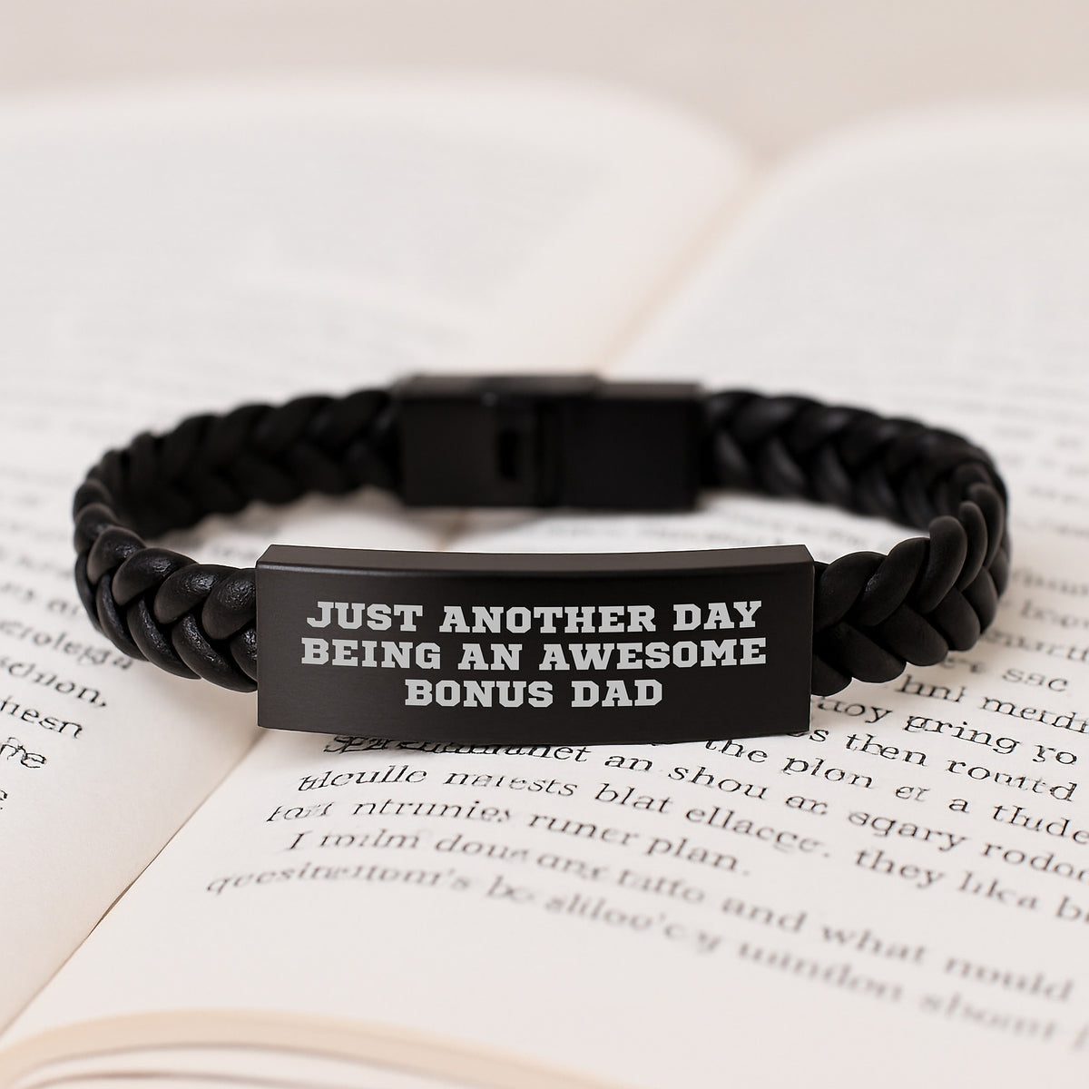 Awesome Bonus Dad Gifts - Interlaced Leather Bracelet, Funny Quote - Gifts from Men, Gifts for Bonus Dad, Graduation Unique Gifts, Father's Role - Image 3