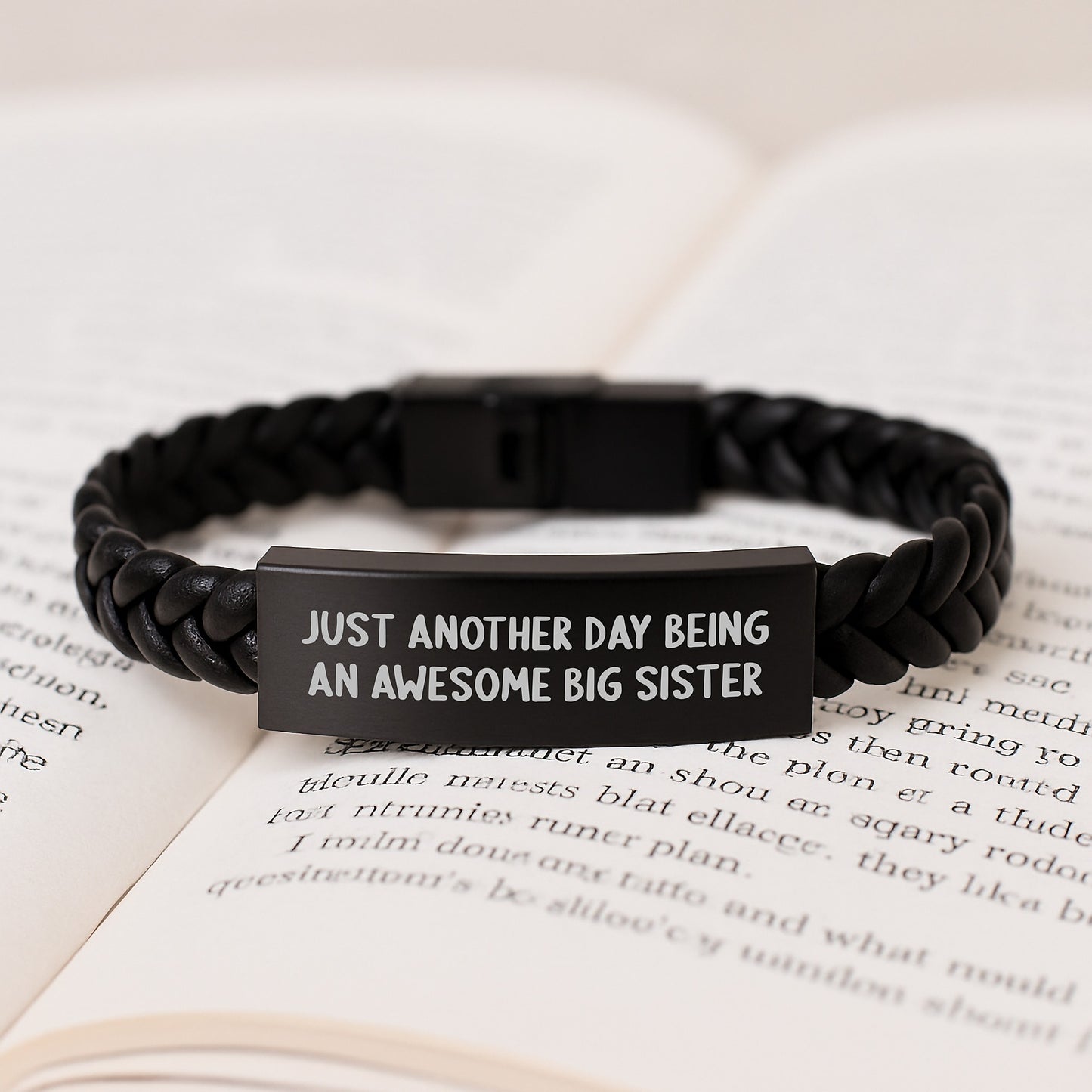 Big Sister Gifts from Family - 'Just Another Day Being An Awesome Big Sister' Interlaced Leather Bracelet for Birthday - Image 3