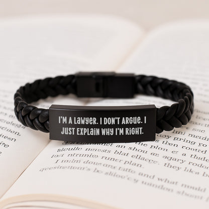 Funny Lawyer Gifts from Friends for Men - Interlaced Leather Bracelet - Christmas Unique Presents - Image 3