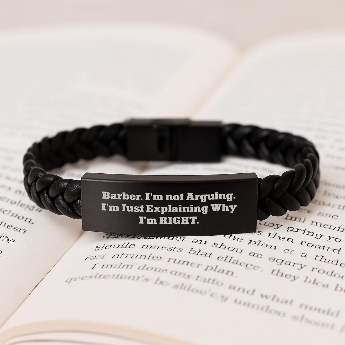 Funny Barber Humor Gifts for Barber Men, Interlaced Leather Bracelet with Stainless Steel, Perfect Christmas Unique Gifts from Friends to Barber - Image 3